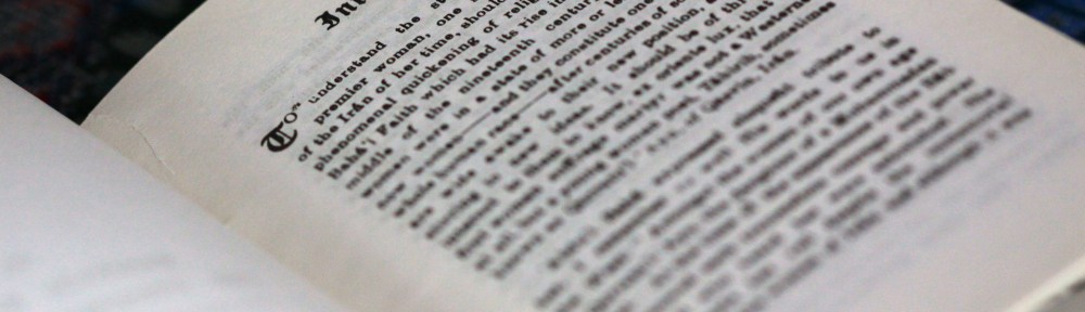 The first page of Martha Root’s book about Táhirih.