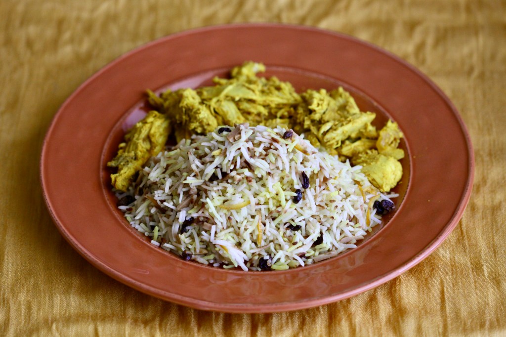 Rice and chicken on a plate