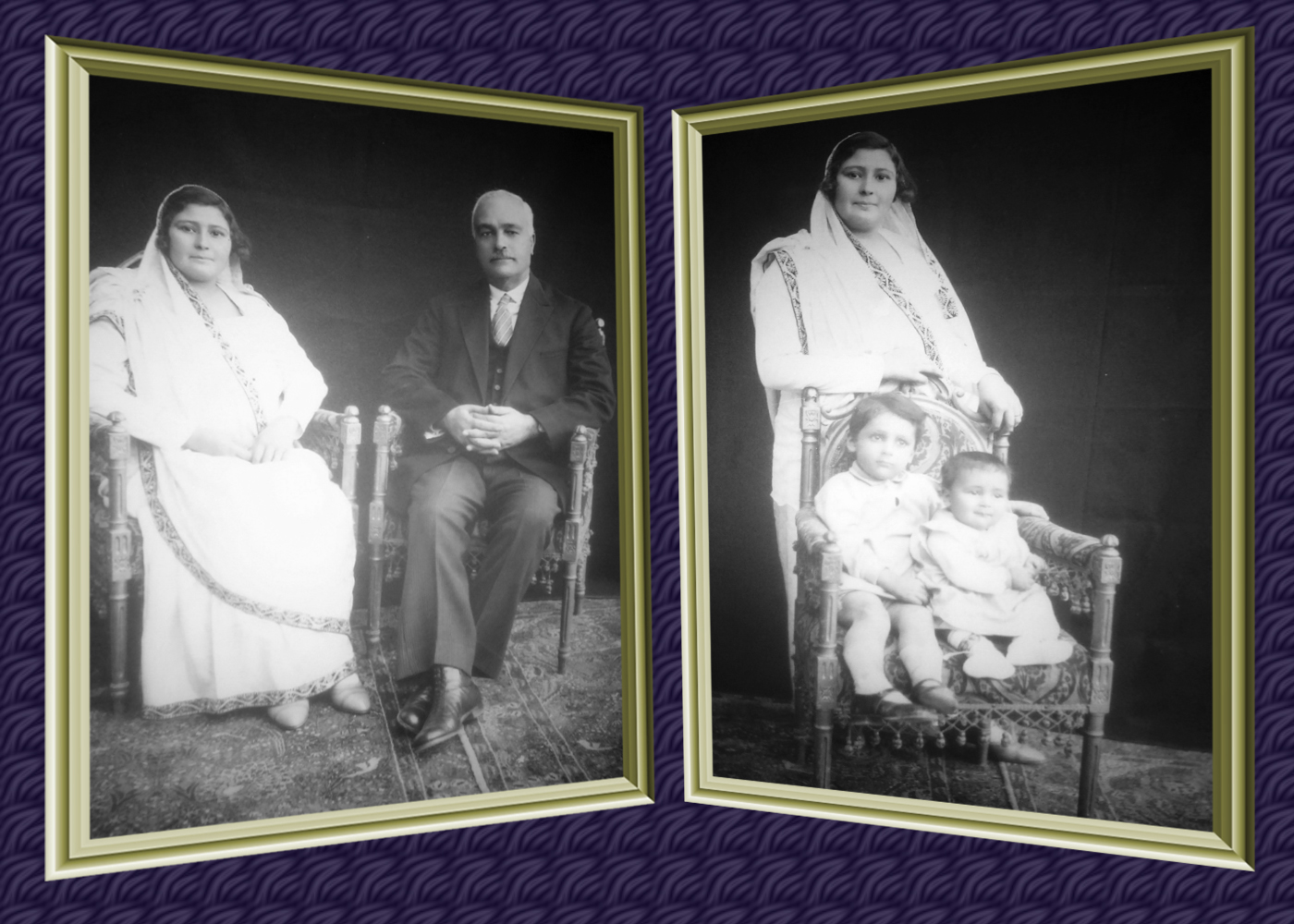 Portraits of Katayoon with her husband and sons.