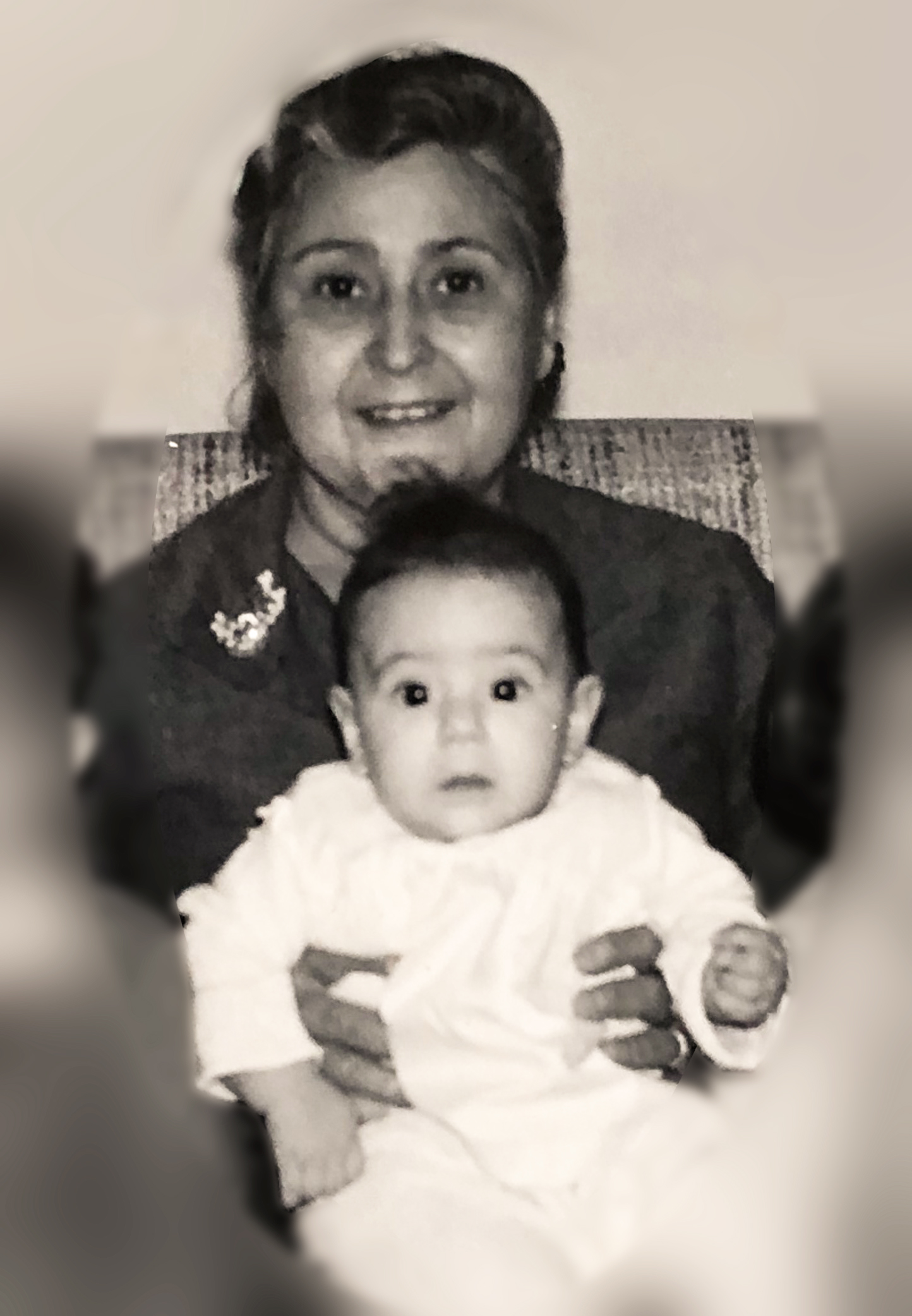 Katayoon holds baby Nura in the 1960s