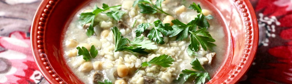 A bowl of soup with rice