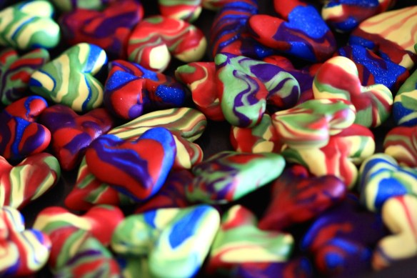Sculpey hearts I gave to World Centre friends upon my departure.