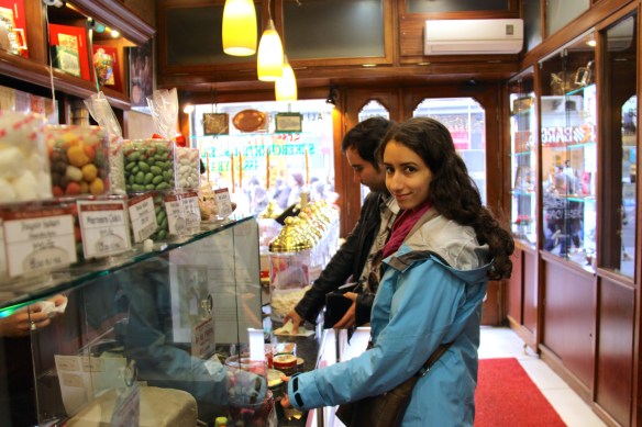 Choosing lokum at the renowned Haci Bekir patisserie