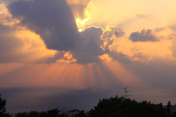 Sunset over the sea, seen from our flat